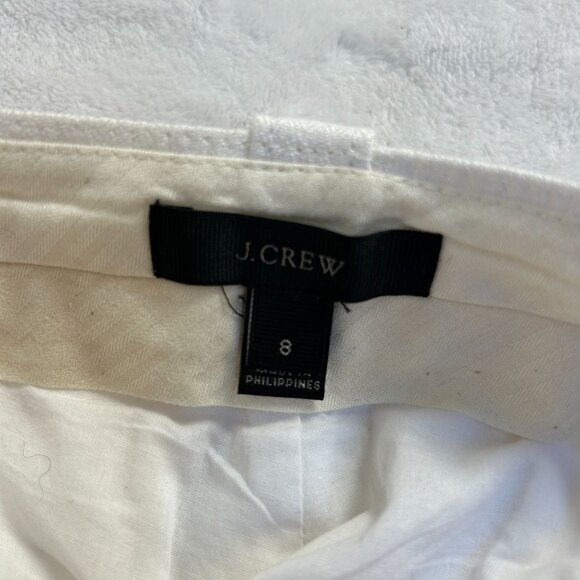 J. Crew Womens White Linen Straight Leg Casual Pants Size 8 Mid-Rise Lined - Picture 3 of 10
